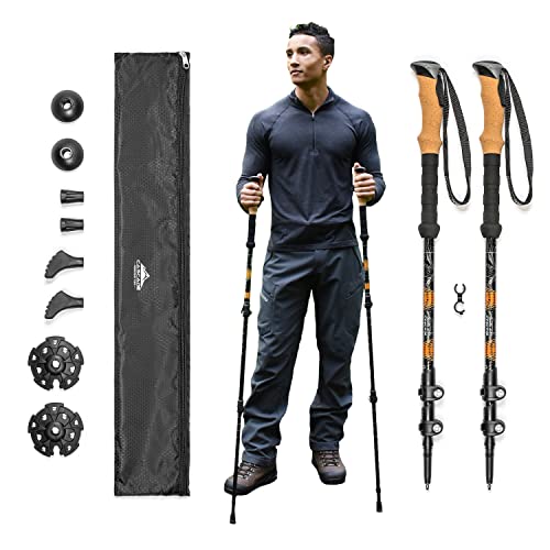 Cascade Mountain Tech Lightweight Aircraft-Grade Aluminum Trekking Poles with Extended Down Grip Plus Tip Kit