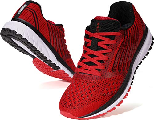 Joomra Whitin Men's Running Shoes Size 11 Red Workout Sneakers | Lace-Up Tennis Sneakers, Non Slip, Fashion Cushioned Support for Trail Running, Cross Training, Treadmill, Gym, Exercise