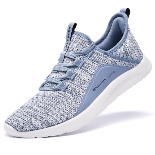 ALEADER Women's Energycloud Slip On Walking Running Shoe,Light Blue,Size 10