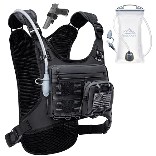 Running Vest with 2L Water Bladder, Hydration Backpack, U.S. Design Patent, Lightweight Hydration Pack with Gear Holder, Reflective Chest Pack for Men Women for Marathon