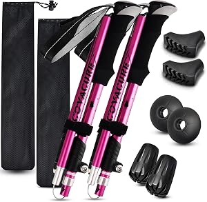 Covacure Hiking Poles Collapsible Trekking Poles - Aluminum Alloy 7075 Walking Sticks for 